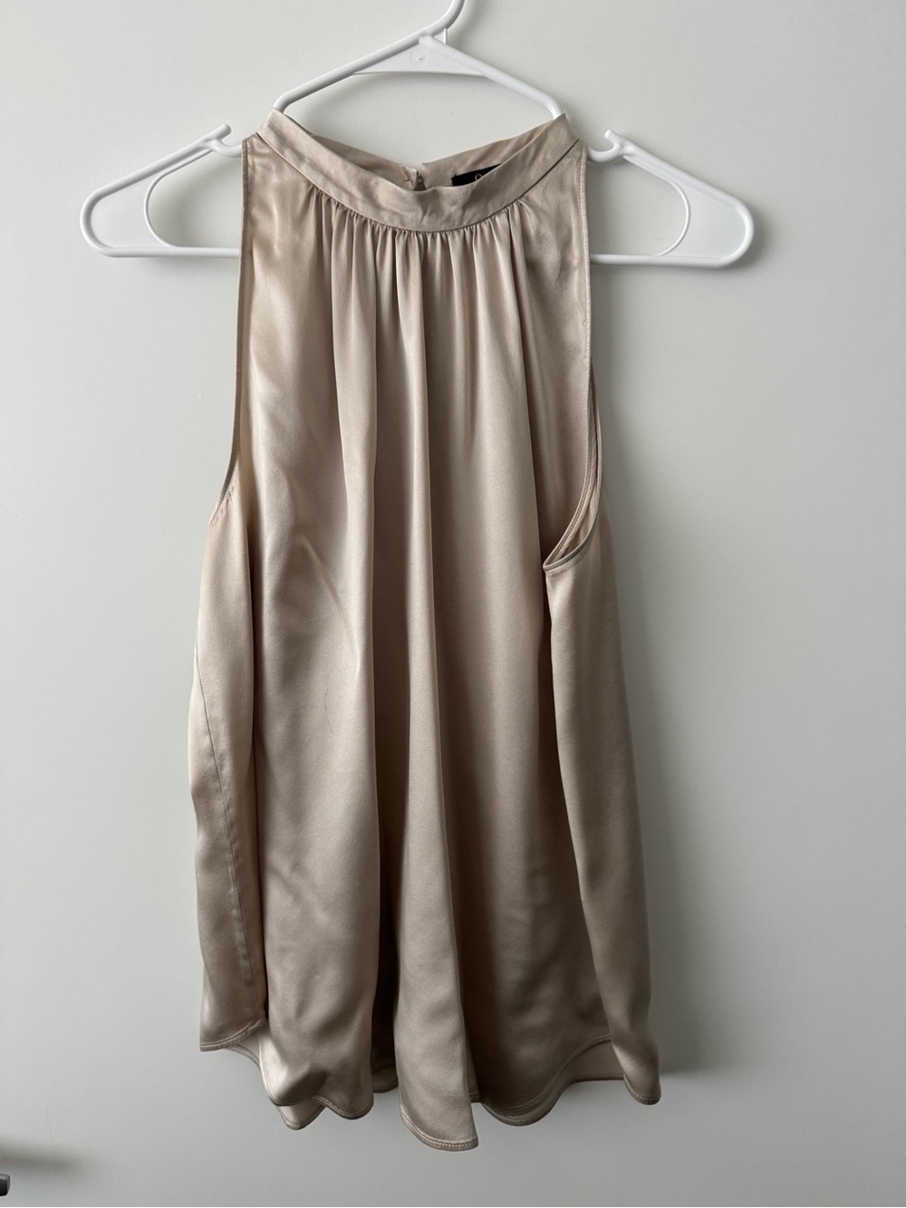 Quince Satin High-Neck Halter Tank in Champagne